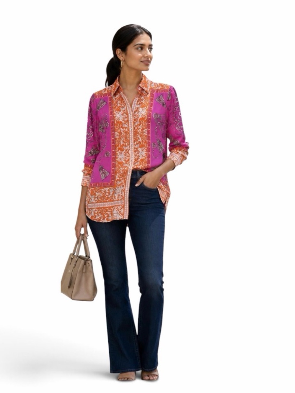 MAEVE by Anthropologie Runa Printed Button-Down Long Sleeve Shirt Size US 2